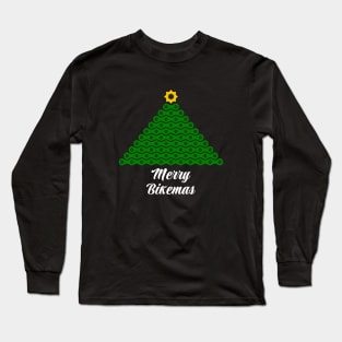 A funny Cycling Christmas Tree (Black Background) Long Sleeve T-Shirt